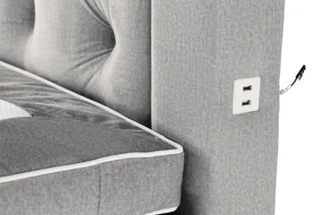 Oppbevaringsseng Alessia med LED-belysning 180x200 - Grå / Lysgrå - Møbler - Senger - Senger med oppbevaring