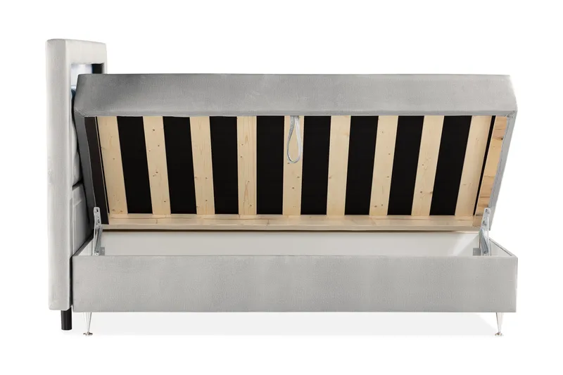 Oppbevaringsseng Alessia med LED-belysning 180x200 - Grå / Lysgrå - Møbler - Senger - Senger med oppbevaring