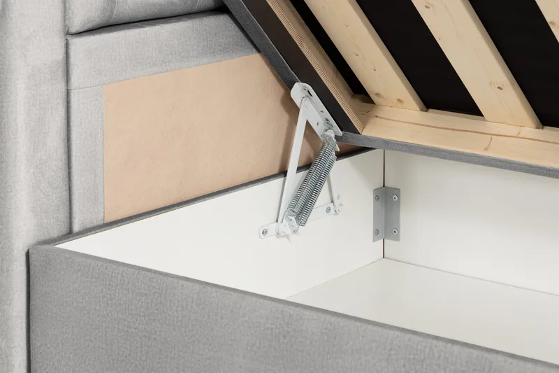 Oppbevaringsseng Alessia med LED-belysning 180x200 - Grå / Lysgrå - Møbler - Senger - Senger med oppbevaring