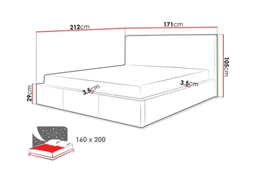 Oppbevaringsseng Arellano 160x200 cm - Mørkegrå - Møbler - Senger - Senger med oppbevaring