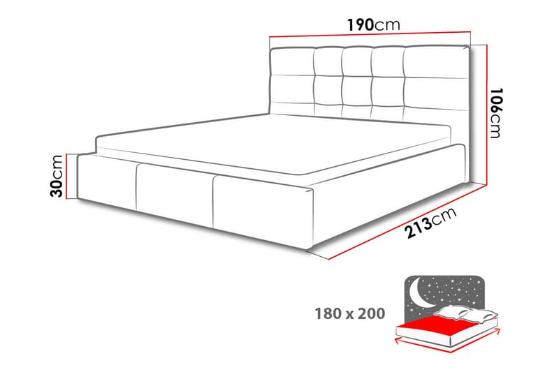 Oppbevaringsseng Arellano 180x200 cm - Grå - Dobbeltseng med oppbevaring - Senger med oppbevaring