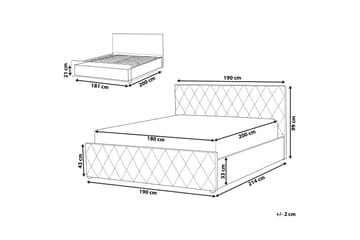 Oppbevaringsseng Cabariot 180x200 cm - Fløyel/Grå - Møbler - Senger - Senger med oppbevaring - Dobbeltseng med oppbevaring