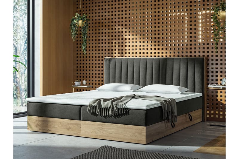Oppbevaringsseng HARMONY 140x200 - Grå - Møbler - Senger - Senger med oppbevaring