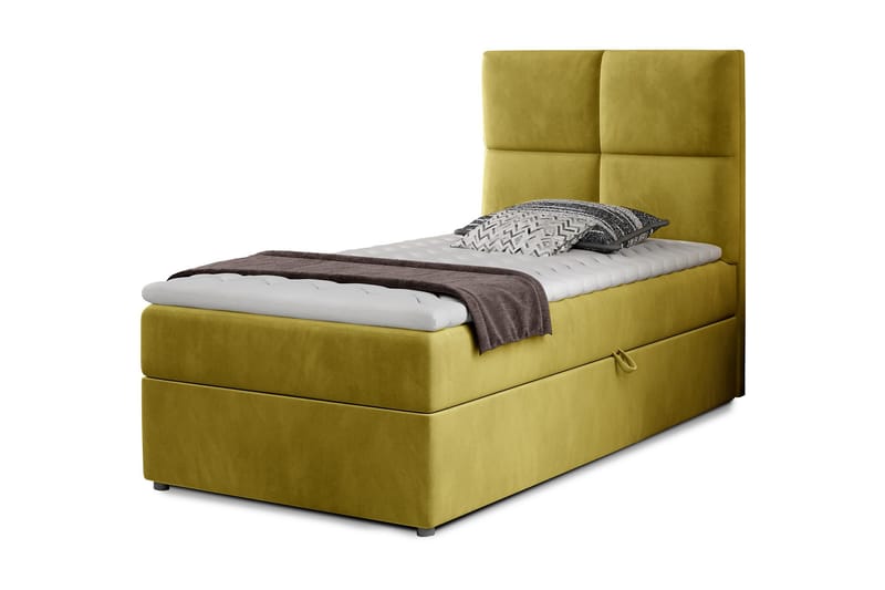 Oppbevaringsseng Lomagna 90x200 cm Rutete, Gul