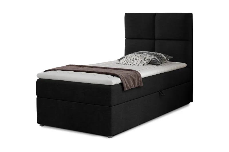 Oppbevaringsseng Lomagna 90x200 cm Rutete, Svart