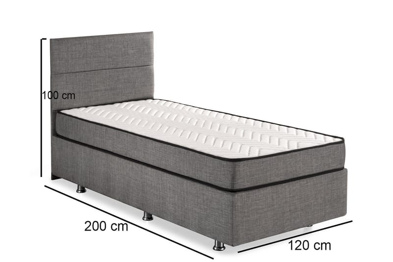 Oppbevaringsseng Saojao 120x200 cm - Grå - Senger med oppbevaring - Enkeltseng med oppbevaring