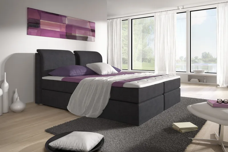 Owen Komplett Box Bed 180x200 Svart - Svart - Møbler - Senger - Senger med oppbevaring
