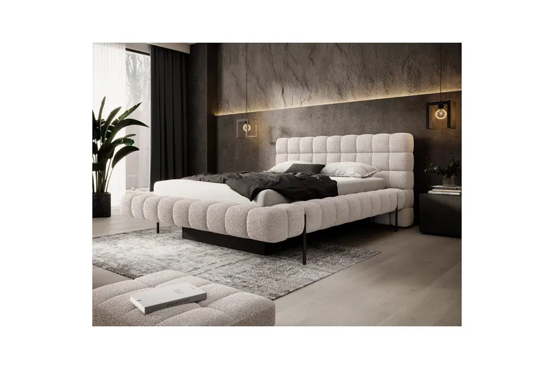 Polstret seng Eltap Magentta - 160x200 cm, Royal 18, Beige - Møbler - Senger - Senger med oppbevaring