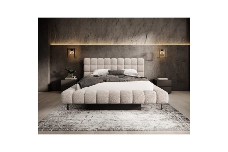 Polstret seng Eltap Magentta - 180x200 cm, Royal 18, Beige - Møbler - Senger - Senger med oppbevaring