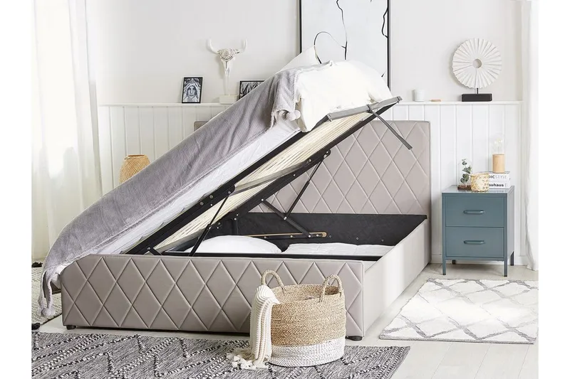 Rochefort Oppbevaringsseng 140x200 cm - Kunstlær/Grå - Møbler - Senger - Senger med oppbevaring