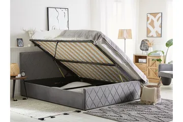 Rochefort Oppbevaringsseng 180x200 cm - Fløyel/Grå - Møbler - Senger - Senger med oppbevaring