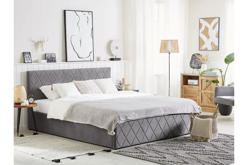 Rochefort Oppbevaringsseng 180x200 cm - Fløyel/Grå - Møbler - Senger - Senger med oppbevaring