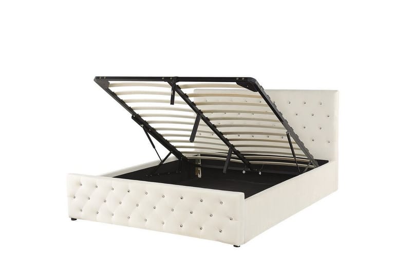 Saleux Oppbevaringsseng 140x200 cm - Fløyel/Beige - Møbler - Senger - Senger med oppbevaring