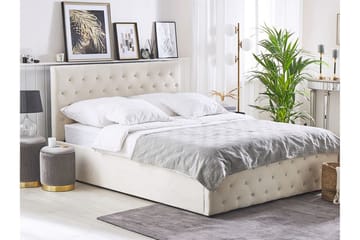 Saleux Oppbevaringsseng 140x200 cm - Fløyel/Beige - Møbler - Senger - Senger med oppbevaring