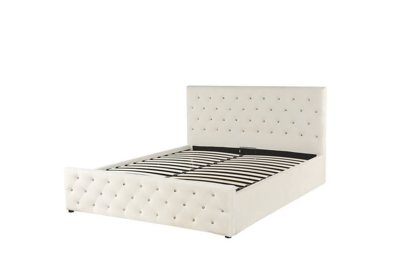 Saleux Oppbevaringsseng 140x200 cm - Fløyel/Beige - Møbler - Senger - Senger med oppbevaring
