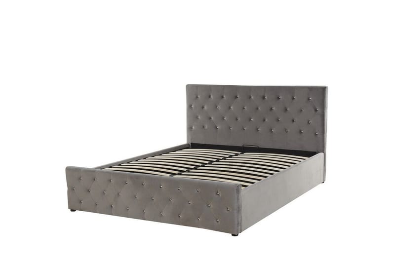 Saleux Oppbevaringsseng 140x200 cm - Fløyel/Grå - Møbler - Senger - Senger med oppbevaring