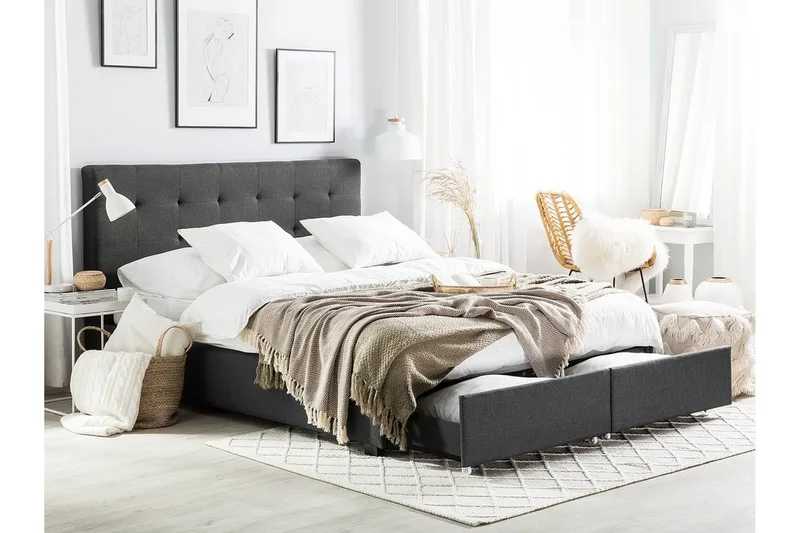 Sandrick Kontinentalseng med Oppbevaring 160x200 - Grå - Møbler - Senger - Senger med oppbevaring