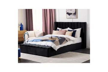 Säng med förvaringsbänk Beliani Noyers Beige, 160x200 cm Black 180x200 - Møbler - Senger - Vannsenger