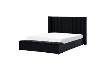 Säng med förvaringsbänk Beliani Noyers Beige, 160x200 cm Black 180x200 - Møbler - Senger - Vannsenger