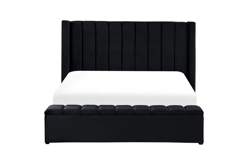 Säng med förvaringsbänk Beliani Noyers Beige, 160x200 cm Black 180x200 - Møbler - Senger - Vannsenger