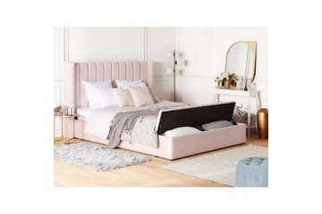 Säng med förvaringsbänk Beliani Noyers Beige, 160x200 cm Rose 160x200 - Møbler - Senger - Vannsenger