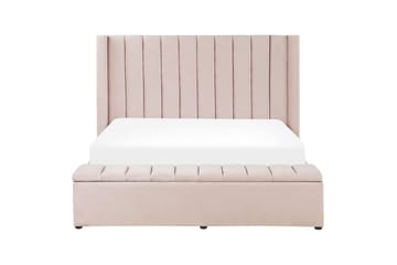 Säng med förvaringsbänk Beliani Noyers Beige, 160x200 cm Rose 160x200 - Møbler - Senger - Vannsenger