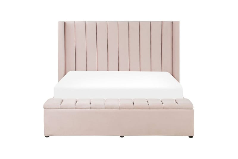 Säng med förvaringsbänk Beliani Noyers Beige, 160x200 cm Rose 160x200 - Møbler - Senger - Vannsenger