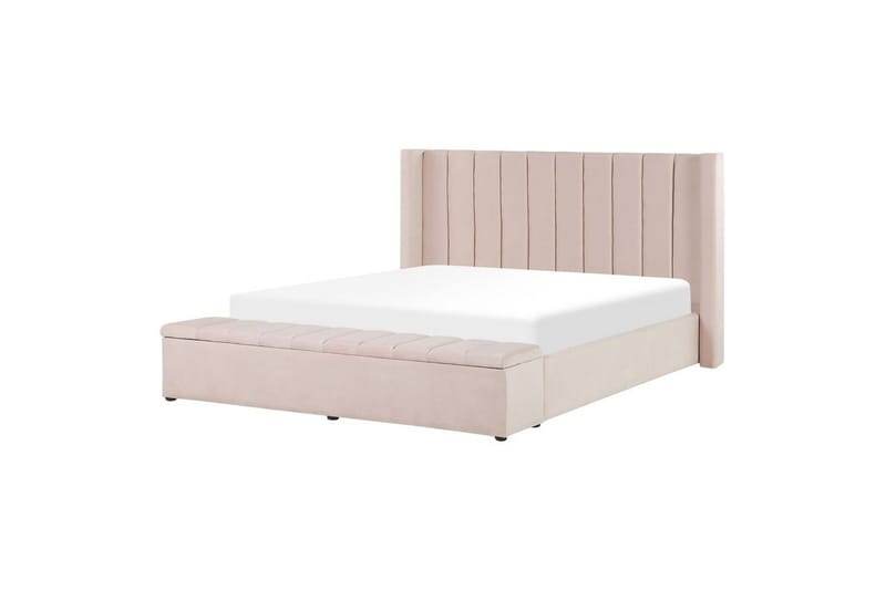 Säng med förvaringsbänk Beliani Noyers Beige, 160x200 cm Rose 160x200 - Møbler - Senger - Vannsenger