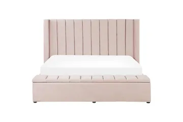 Säng med förvaringsbänk Beliani Noyers Beige, 160x200 cm Rose 180x200 - Møbler - Senger - Vannsenger