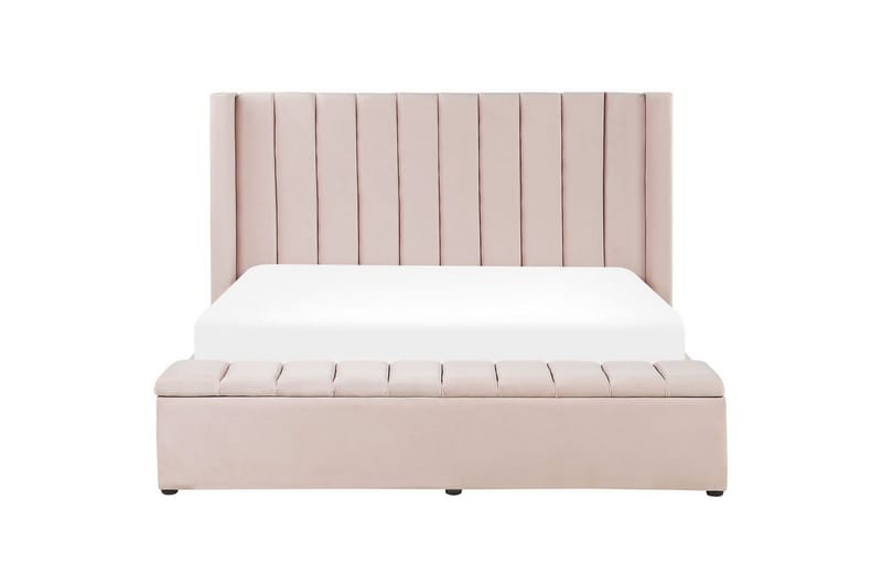 Säng med förvaringsbänk Beliani Noyers Beige, 160x200 cm Rose 180x200 - Møbler - Senger - Vannsenger