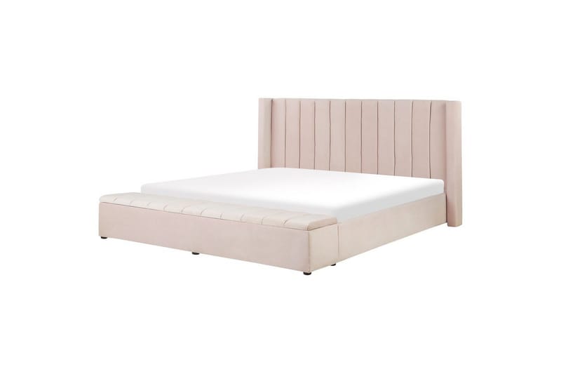 Säng med förvaringsbänk Beliani Noyers Beige, 160x200 cm Rose 180x200 - Møbler - Senger - Vannsenger