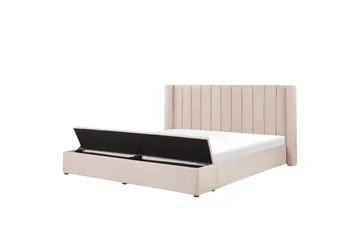 Säng med förvaringsbänk Beliani Noyers Beige, 160x200 cm Rose 180x200 - Møbler - Senger - Vannsenger