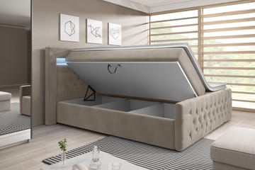 Sengepakke Celio 140x200 - Beige|Fløyel - Møbler - Senger - Senger med oppbevaring