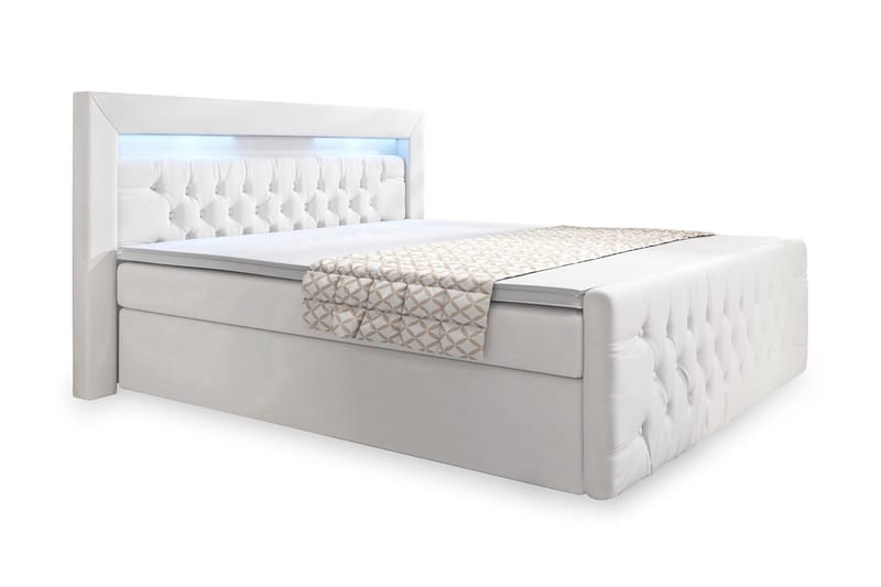 Sengepakke Celio 160x200 med Oppbevaring - Hvit|Kunstlær - Komplett sengepakke - Senger med oppbevaring