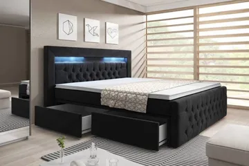 Sengepakke Celio 160x200 - Svart/Fløyel - Møbler - Senger - Senger med oppbevaring