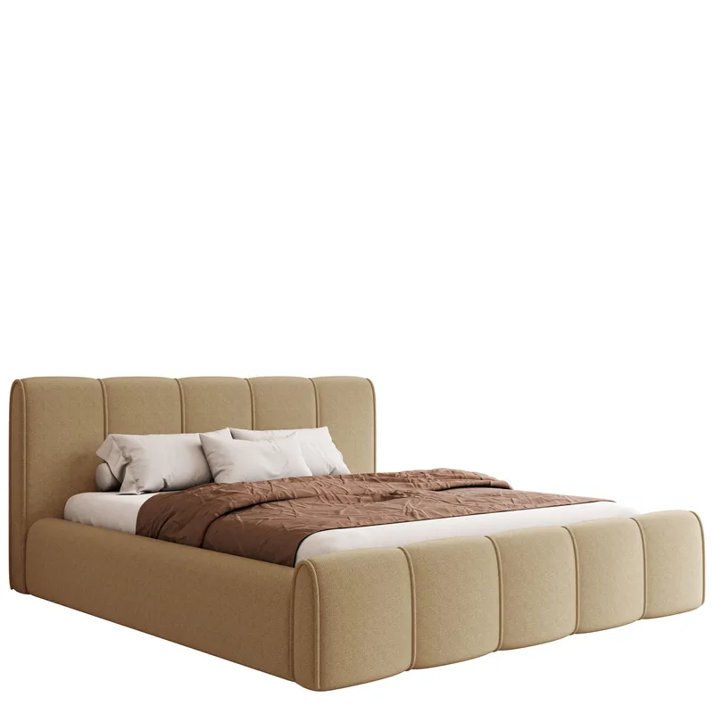 Varlinor Sengeramme 160x200 cm med Oppbevaring, Mørk beige