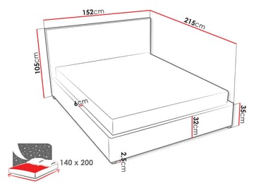 sengeramme BIANCO Grant 9 140 x 200 cm - Gul - Møbler - Senger - Senger med oppbevaring