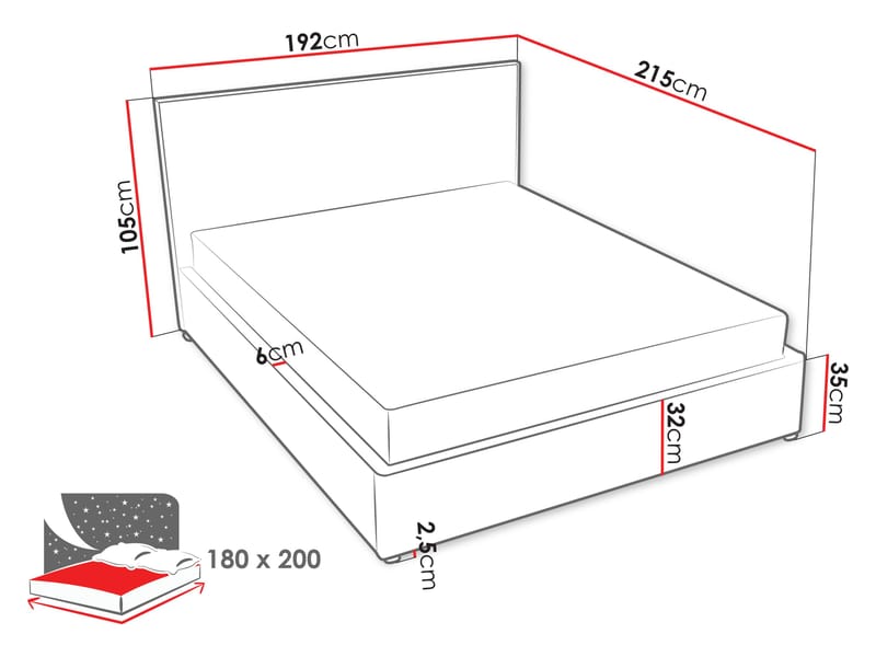 sengeramme BIANCO Grant 9 180 x 200 cm - sennepsgul - Møbler - Senger - Senger med oppbevaring