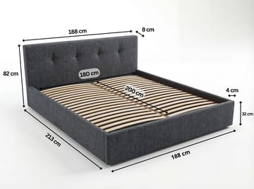 Sengeramme Deylinor 140x200 cm med løfteoppbevaring - Grafitt - Møbler - Senger - Senger med oppbevaring