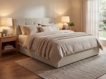 Sengeramme Deylinor 160x200 cm med løfteoppbevaring - beige - Møbler - Senger - Senger med oppbevaring