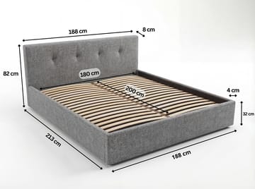 Sengeramme Deylinor 160x200 cm med løfteoppbevaring - grå - Møbler - Senger - Senger med oppbevaring
