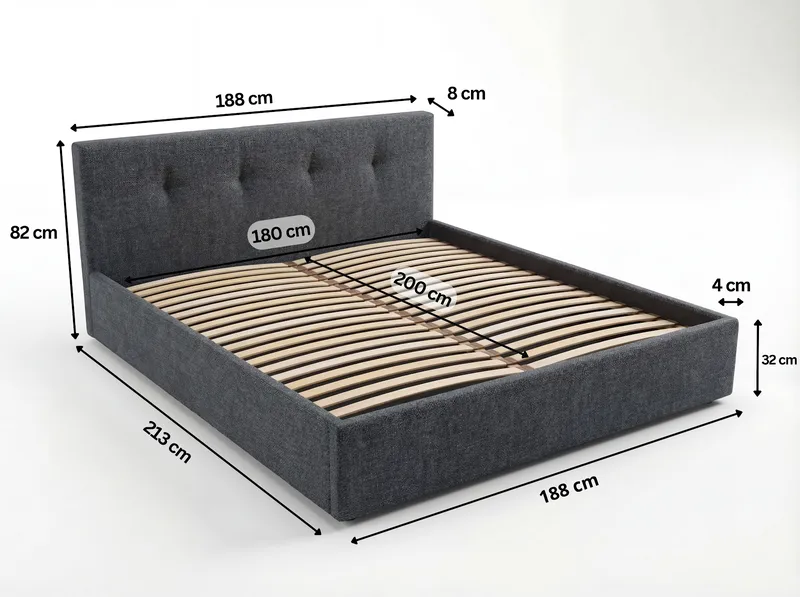 Sengeramme Deylinor 160x200 cm med løfteoppbevaring - Grafitt - Møbler - Senger - Senger med oppbevaring