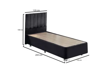 Sengeramme Misopa med Sengegavl Singel 120x200 cm - Svart - Møbler - Senger - Komplett sengepakke