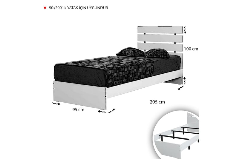 Sengeramme Montek 90x200 cm - Hvit - Sengeramme & sengestamme