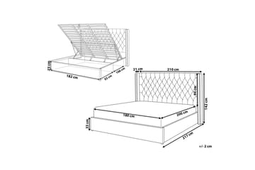 Sengeramme og sengestamme Seng med oppbevaring Lubbon Svart||Sølv 180x200 - Møbler - Senger - Senger med oppbevaring
