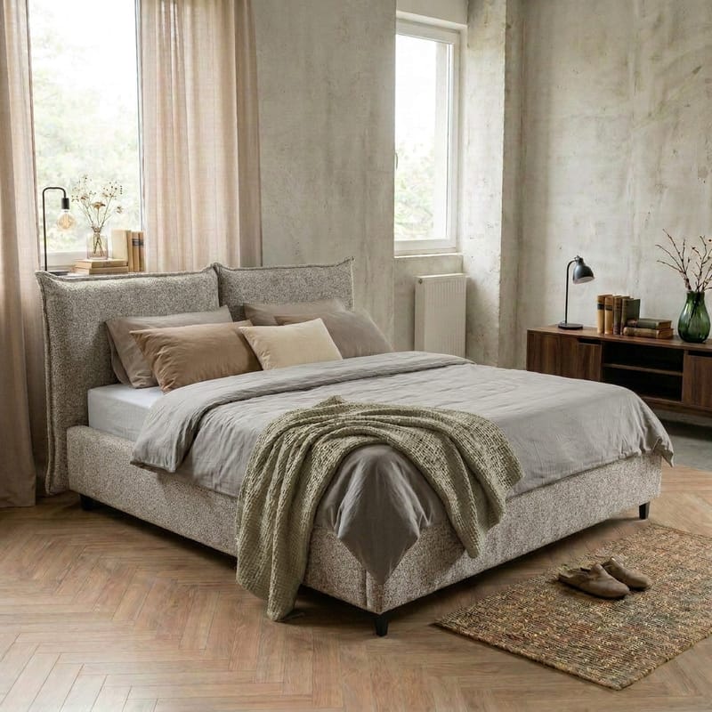 Sengeramme Rynorin 140x200 cm med løfteoppbevaring - lys gråbeige - Møbler - Senger - Sengeramme & sengestamme