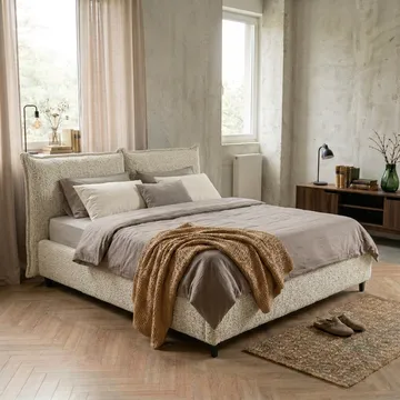 Sengeramme Rynorin 160x200 cm med løfteoppbevaring - beige - Møbler - Senger - Sengeramme & sengestamme