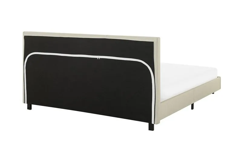 Albi Dobbeltseng 160x200 cm i Stoff med Sengegavl - Beige - Møbler - Senger - Sengeramme & sengestamme