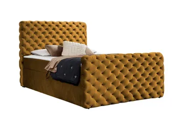 Almancil Sengeramme med Oppbevaring 120x200 cm i Fløyel med Fasthetsgrad Medium - Gul - Møbler - Senger - Sengeramme & sengestamme