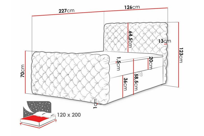 Almancil Sengeramme med Oppbevaring 120x200 cm i Fløyel med Fasthetsgrad Medium - Gul - Møbler - Senger - Sengeramme & sengestamme
